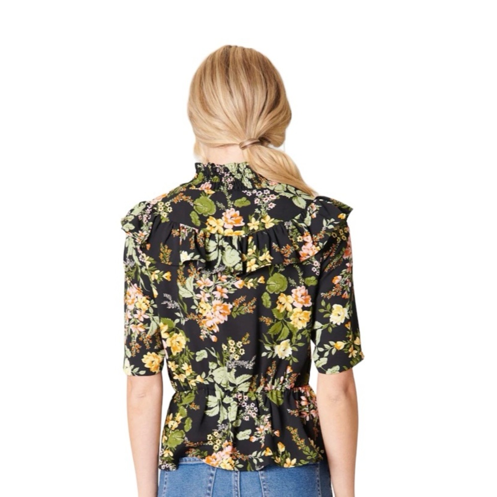 Sugar lips Floral High Neck Ruffle Peplum Top - Picture 3 of 8
